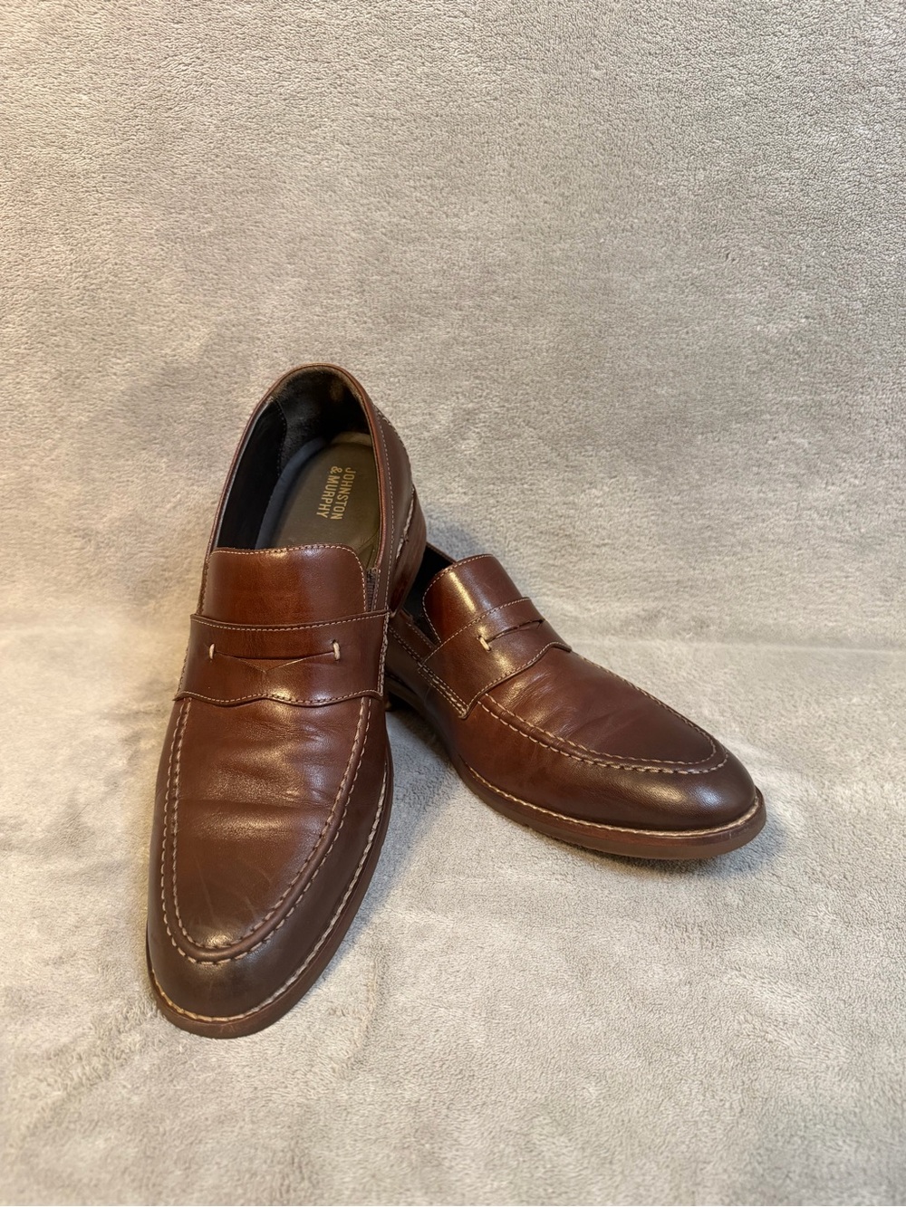 Johnston & Murphy Men's Warner Penny Loafers Brown Leather Dress Shoes Size 10M